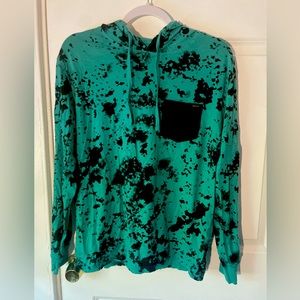 Green and Black Tie Dye Lightweight Hoodie